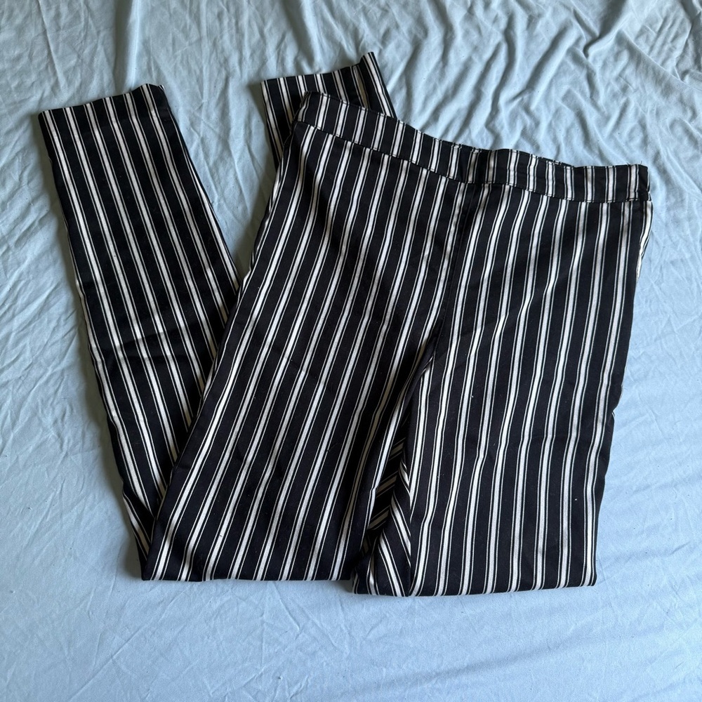 H&M Black Skinny Pants with White Pinstripes